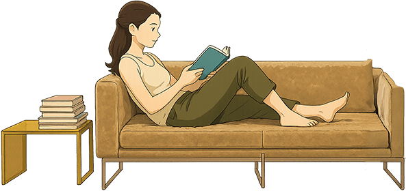 マンガを読む女性